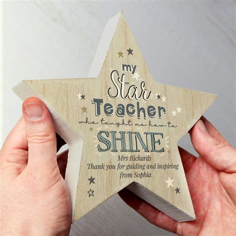 Personalised My Star Teacher Rustic Wooden Star Decoration • For You