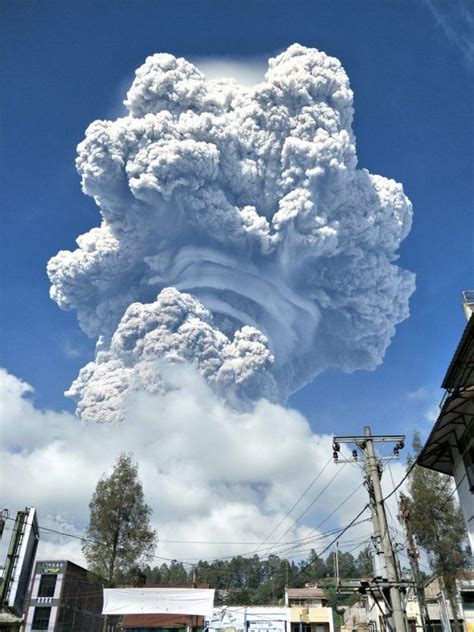 The Eruption Of The Volcano Sinabung On The Indonesian Island Of