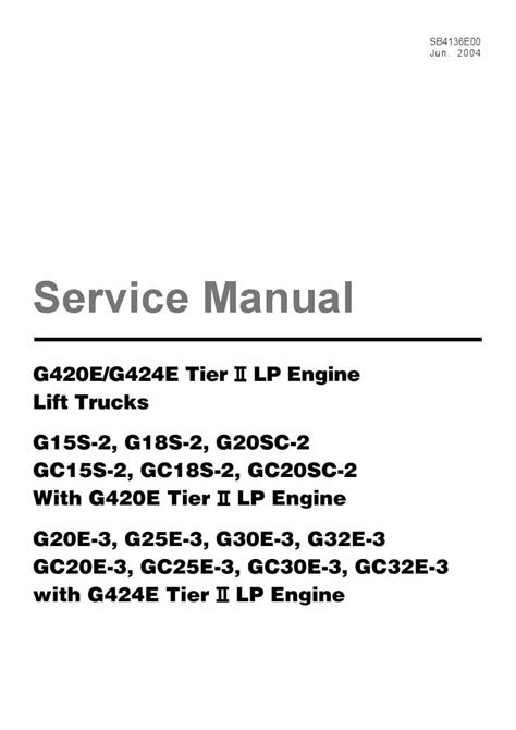 Doosan G420e G424e Tier Lp Engine Lift Trucks Workshop Repair Service