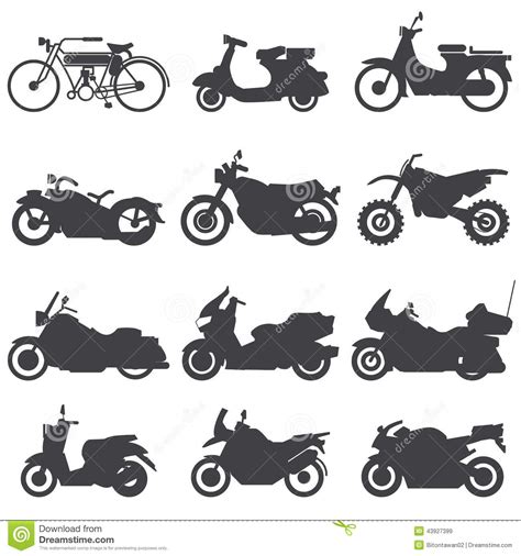Motorcycle Icons Set Vector Illustration Stock Vector Image 43927399