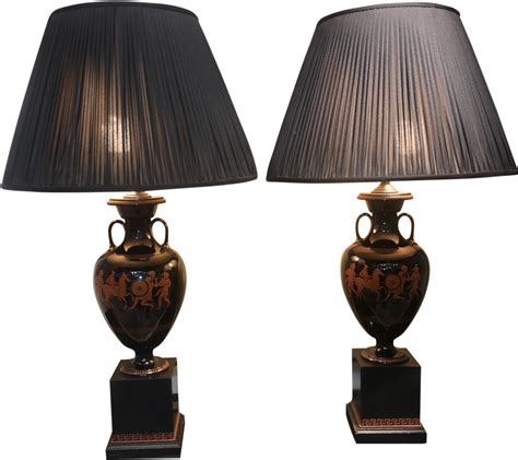 black glazed ceramic urn lamps with amphora and greek lampshade clipart large size png image