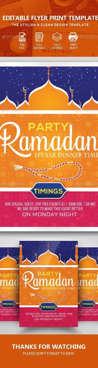 Ramadan Mubarak Flyer Template Print Templates Graphicriver