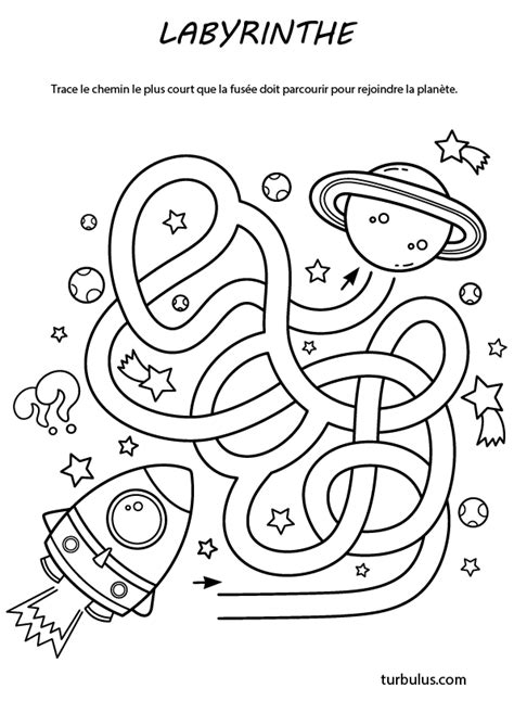 Labyrinthe à imprimer la fusée Turbulus jeux pour enfants Astronaut