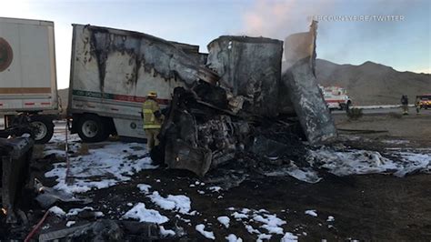 2 Killed 1 Transported After Fiery Big Rig Crash On 15 Freeway Near