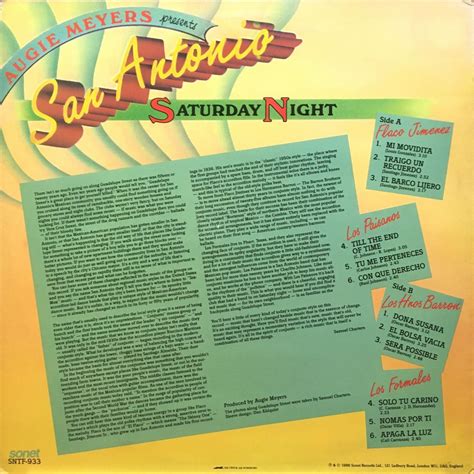 v a augie meyers presents san antonio saturday night sonet sntf 933 creole coffee stand レコード棚