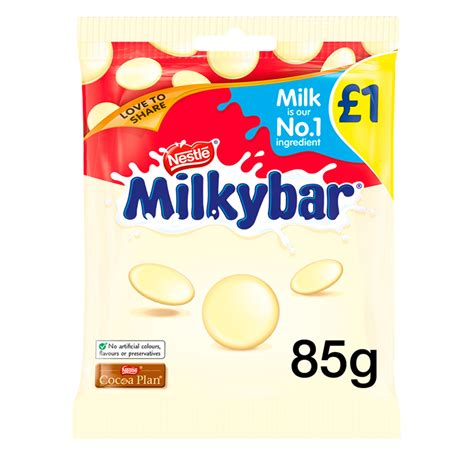 Milkybar White Chocolate Giant Buttons Sharing Bag 85g Pmp £1 Sharing