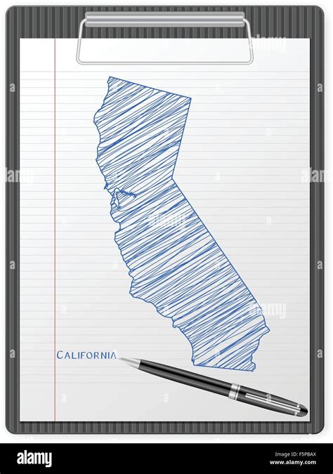 Zwischenablage Mit Dem California Karte Zeichnen Vektor Illustration
