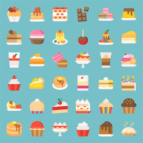 Sweets And Dessert Icon Set Flat Style 464860 Vector Art At Vecteezy