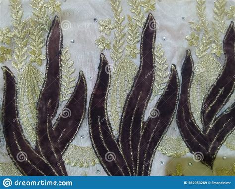 Pattern Of Golden Threads And Brown Velvet Stock Image Image Of