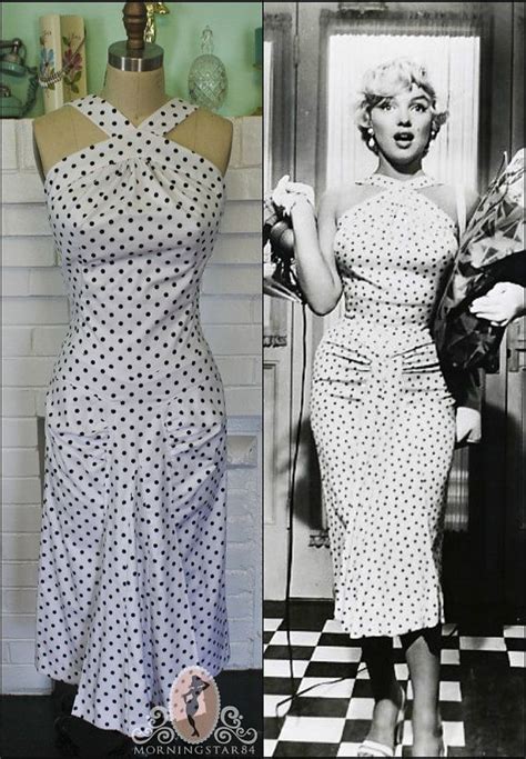 Marilyn Monroe Dress Seven Year Itch Wiggle Hallway Dress Polka Dot