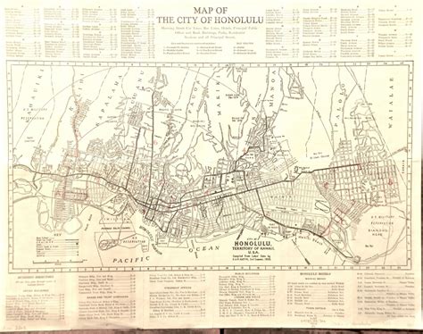 Historical Map City Of Honolulu Hawaii Showing Transit Maps