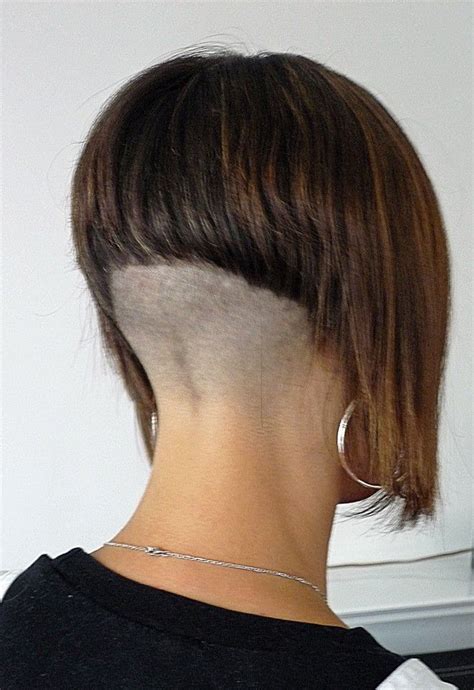 Aline With High Shaved Nape Blunt Bob Hairstyles Angled Bob Haircuts
