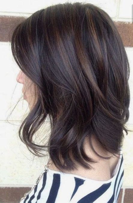 Next we have a very shiny, very glossy hair with the yellow colored highlights. Dark brunette with low light streaks | Hair color for ...