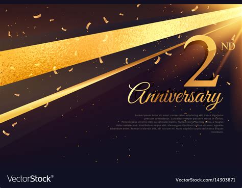 2nd Anniversary Celebration Card Template Vector Image