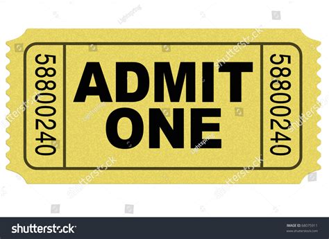 Admit One Movie Ticket Yellow Isolated Stock Illustration 68075911 ...