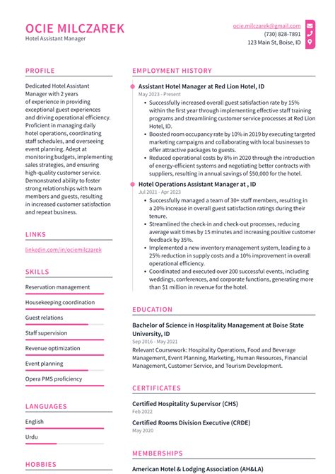 Top 16 Hotel Assistant Manager Resume Objective Examples