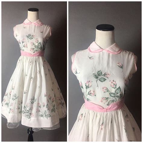 Vintage 60s Dress 1960s Dress Fit And Flare Dress Floral Etsy