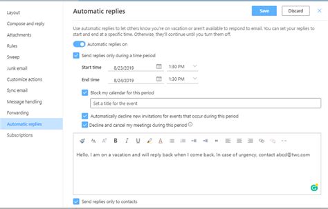 How To Set Up Automatic Replies Or Vacation Reply In Outlook