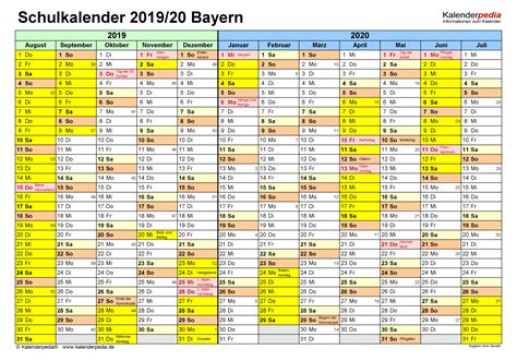 Ferienkalender 2021 bayern als pdf oder excel. Schulkalender 2019/2020 Bayern für Excel