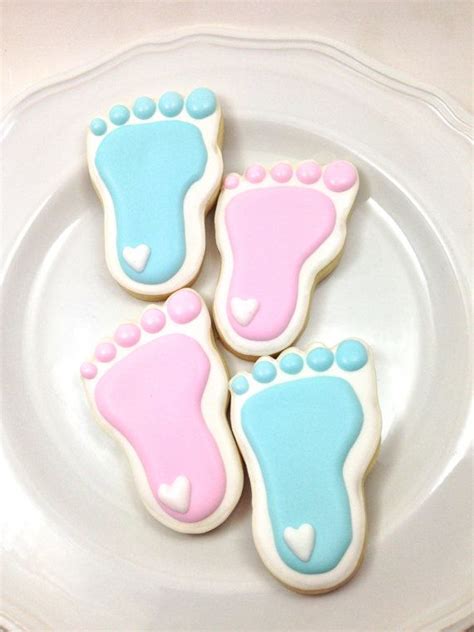 Baby Shower Cookies Baby Feet Cookies Gender Reveal Party Etsy Baby