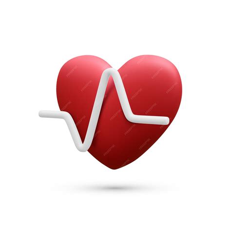 Premium Vector | 3d realistic red heart with white pulse for medical