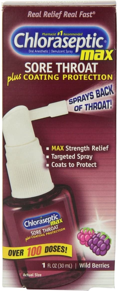 Chloraseptic Max Sore Throat Relief Plus Coating Protection Spray Wild