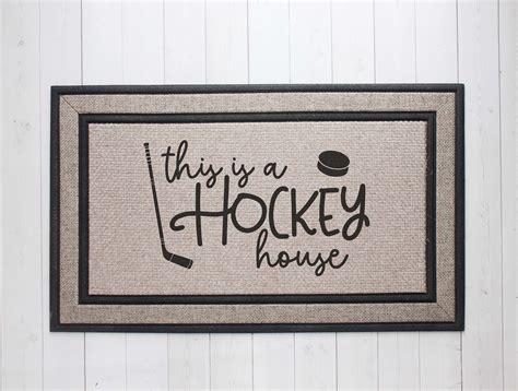 Hockey Doormat Hockey Welcome Mat Hockey Fan Ts Hockey Etsy