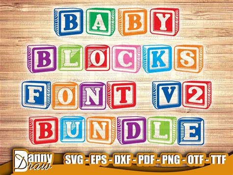 Baby Blocks Font Bundle Baby Blocks Alphabet Otf And Ttf Etsy