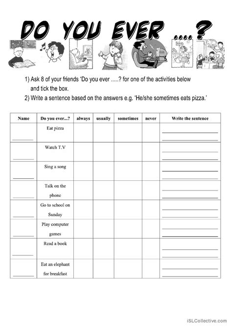 Do You Ever English Esl Worksheets Pdf And Doc