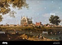 Painting titled "Eton College" by Italian Artist Canaletto dated 1754 ...