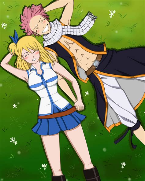 Natsu And Lucy Laying On The Grass By Judy Chan On Deviantart
