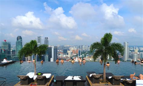 On either end of the skypark are restaurants and bars (to which you can go for a fairly touristy fee) and in the middle is the legendary infinity pool. Hotel Experience: Marina Sands Bay Hotel in Singapore ...
