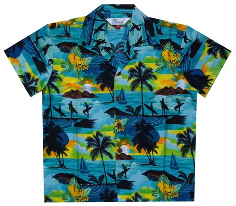 Hawaiian Shirts Boys Allover Print Beach Aloha Party Camp Short Sleeve