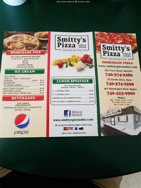 Online Menu Of Smittys Pizza Restaurant Reno Ohio 45750 Zmenu