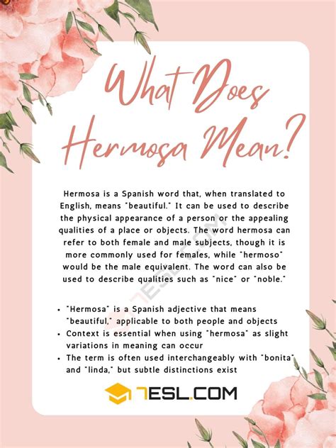 Hermosa Meaning What Does Hermosa Mean • 7esl