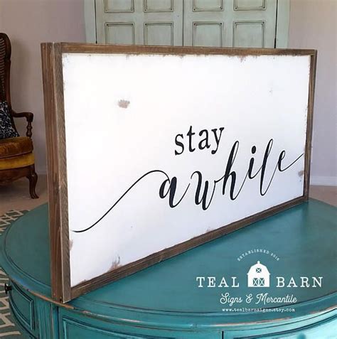 Stay Awhile Farmhouse Style Wood Sign Wooden Signs Wood Signs Barn