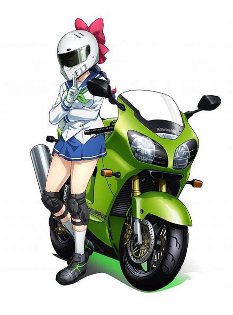 Raimu Kawasaki Bakuon Anime Motorcycle Motorbike Illustration