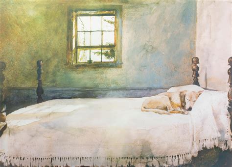 Andrew Wyeth Master Bedroom Dog On Bed Art Print 1985 28 х 22