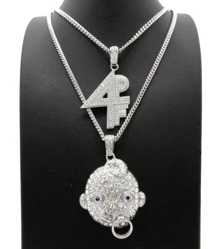 Silver Plated Lil Baby 4pf Pendant And 20 24 Box Cuban Chain Hip Hop