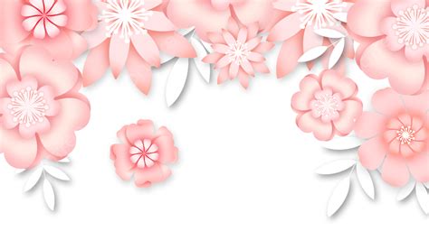 Three Dimensional Paper Hd Transparent Paper Cut Flower Border Three