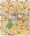 Mapa de ruta Glasgow - mapa de Carreteras de Glasgow (Escocia, reino unido)