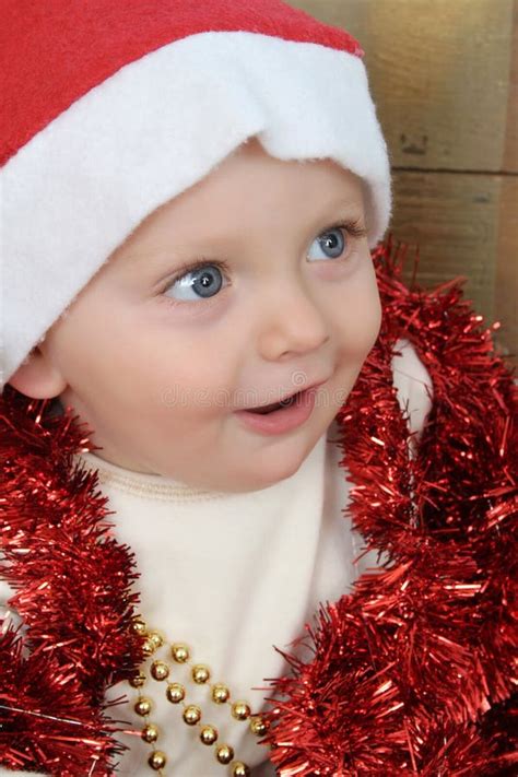 Christmas Baby Stock Photo Image Of Serious Green Content 5928718