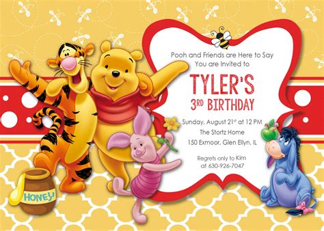 Printable Winnie The Pooh Birthday Invitation Etsy Hong Kong