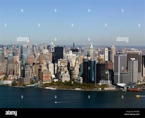 Aerial View Above Manhattan New York City Stock Photo Alamy