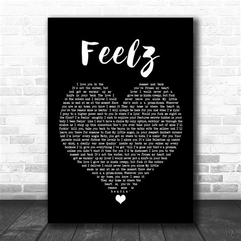 Lil Peep Feelz Black Heart Song Lyric Wall Art Print Personalised