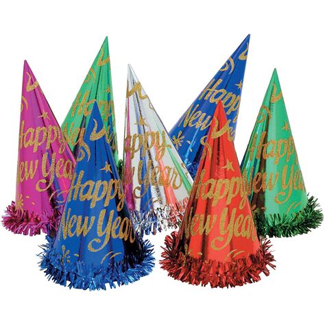 New Years Eve Foil Glitter Party Hats Each
