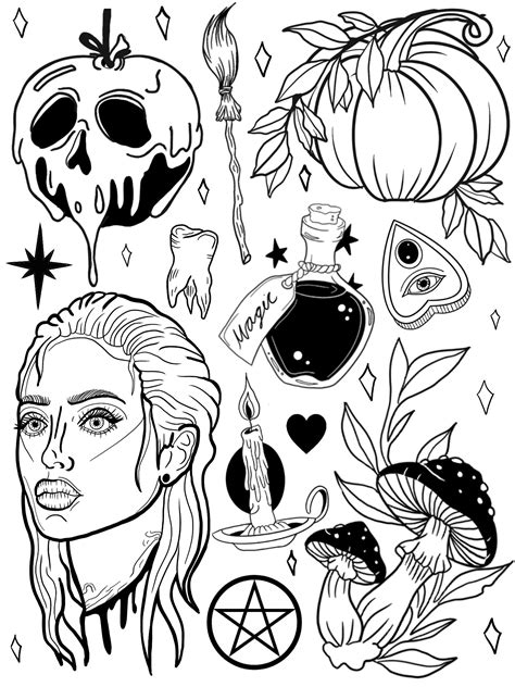 🎃 🔮 Flash Sheet 🔮 🎃 Halloween Tattoo Flash Halloween Tattoos