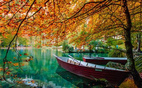 Autumn Lake Beautiful Turquoise Water Trees Hd Wallpaper 73142