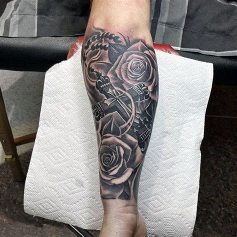 60 amazing forearm tattoo designs coolest lower arm. Forearm Sleeve Rose Flower Rosary Tattoo Designs For ...