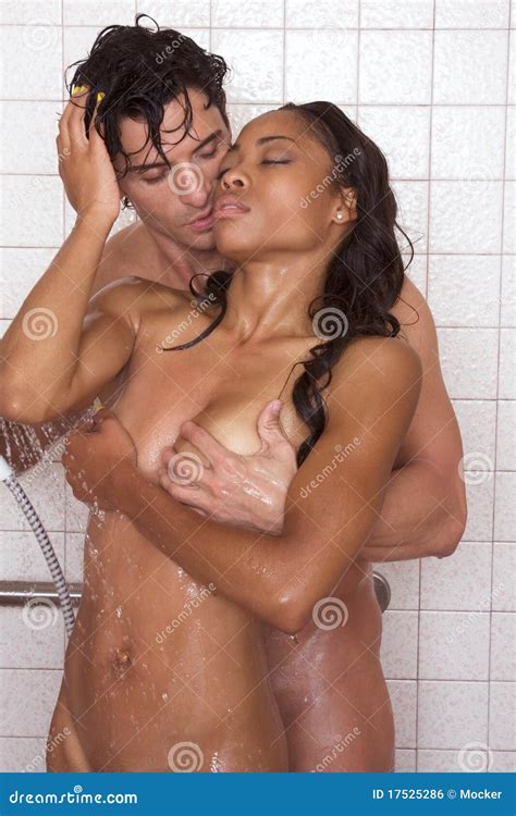 Love Kiss Couple Naked Man And Woman In Shower Stock Photo Image